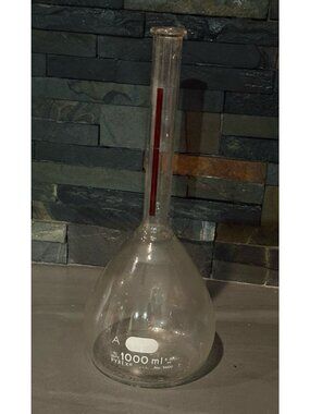 PYREX 20° 1000ML VOLUMETRIC FLASK RED LINE 5660